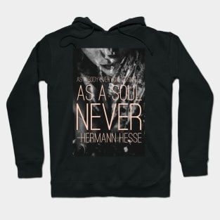 Herman Hesse Quote on Lonliness Double Exposure Black and White Pink Typography Hoodie